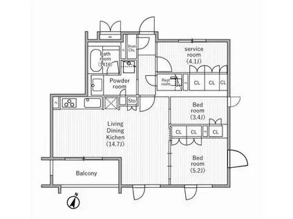 ニド桜丘(2SLDK/2階)の間取り写真