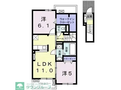 エターナリーII(2LDK/2階)の間取り写真