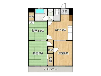 久留米中央ビル(3DK/4階)の間取り写真