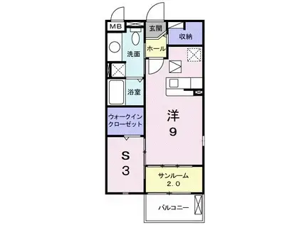 プリムローズKM(ワンルーム/1階)の間取り写真