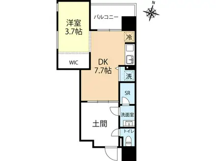 デュオフラッツ西新ウエスト(1LDK/2階)の間取り写真