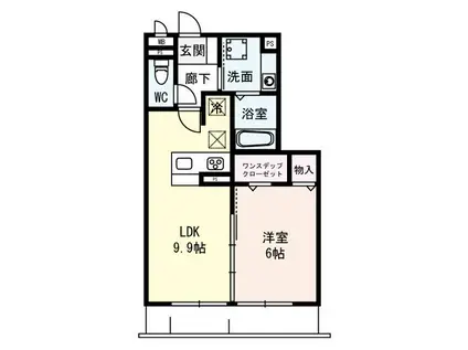 FOUR SEASONS御厨(1LDK/2階)の間取り写真