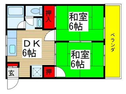 ベレーザー高野(2DK/1階)の間取り写真