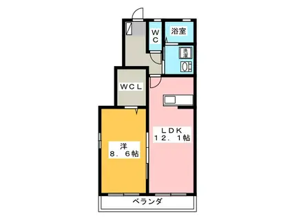 ラ カーザ フェリーチェ(1LDK/1階)の間取り写真