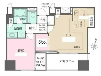 ザ・パークハウス大阪梅田タワー(1LDK/20階)の間取り写真