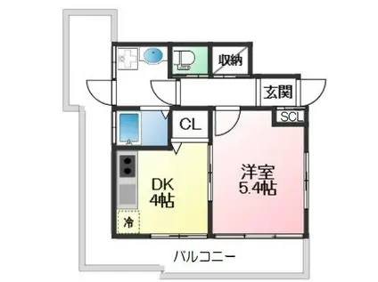ビーコート下三条(1DK/1階)の間取り写真