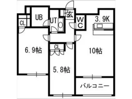 グランカーサ裏参道(2LDK/8階)の間取り写真
