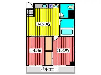 シャンボール大和郷(2DK/6階)の間取り写真