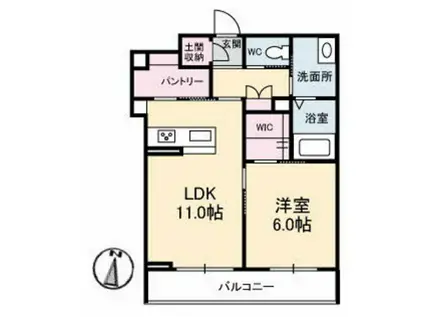 リーリエ原尾島(1LDK/2階)の間取り写真