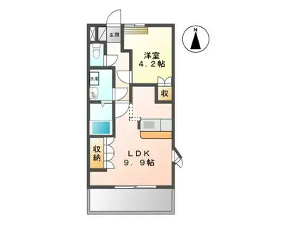 アドミレT-II(1LDK/2階)の間取り写真