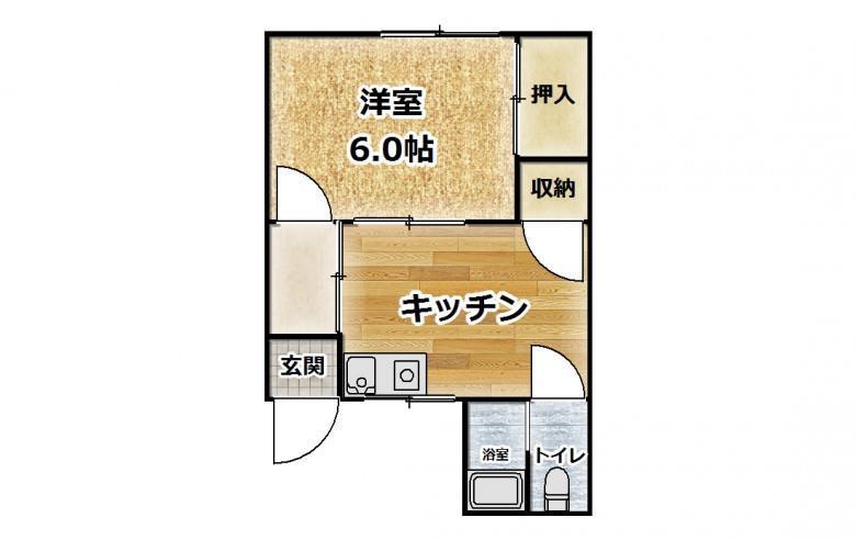 オリーブコートあけぼの(1DK/2階)の間取り写真