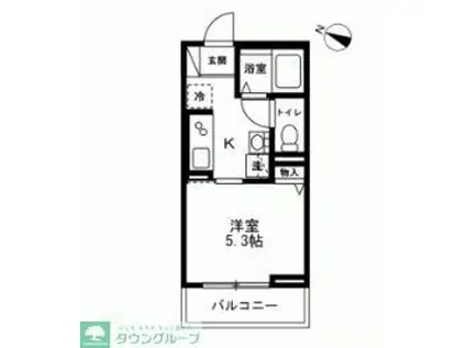 グランドソレーユ生麦(1K/2階)の間取り写真