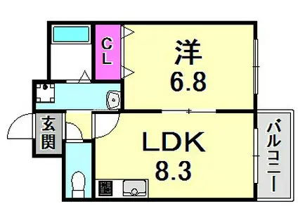 クレールモンド(1LDK/2階)の間取り写真