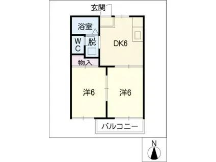 タウニー西入(2DK/2階)の間取り写真