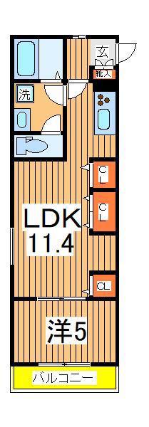 リブリ・南柏2(1LDK/1階)の間取り写真