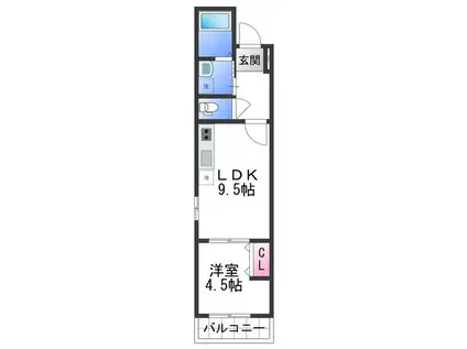 フジパレス中之島ウエスト(1LDK/1階)の間取り写真