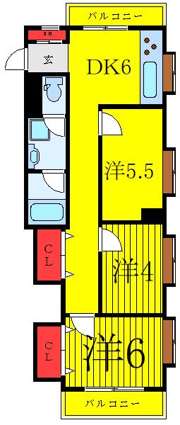 メゾン島田(3DK/1階)の間取り写真