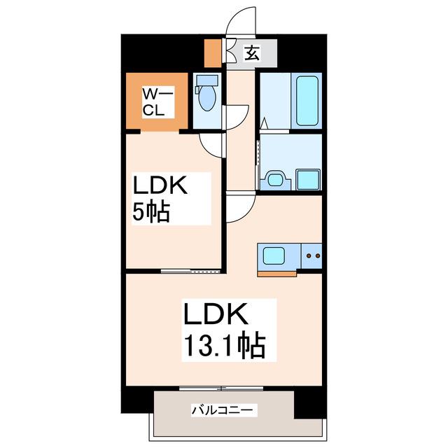 CHAINON大津(1LDK/2階)の間取り写真