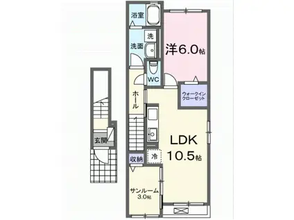 ヒカルサ藤枝茶町II(1LDK/2階)の間取り写真