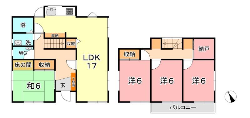 連島中央1丁目(4LDK/1階)の間取り写真
