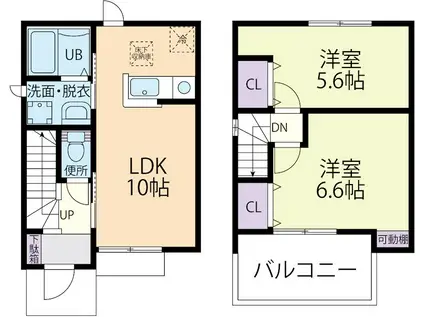 ESPOIR・I(2LDK/1階)の間取り写真