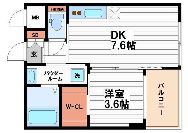 アリス・マナーガーデン谷町(1DK/7階)の間取り写真