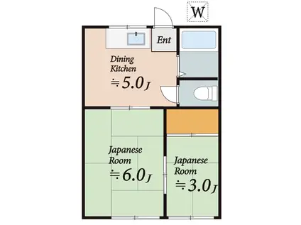 谷荘(2DK/1階)の間取り写真