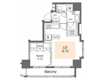 ガーラ・レジデンス文京白山(1LDK/4階)の間取り写真