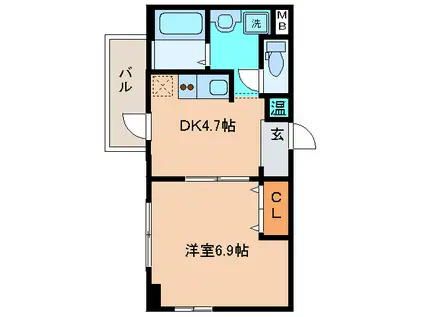 第16関根マンション(1DK/4階)の間取り写真