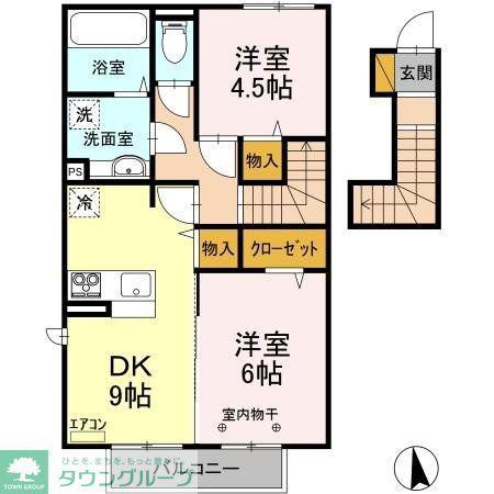 カトレア(2DK/2階)の間取り写真
