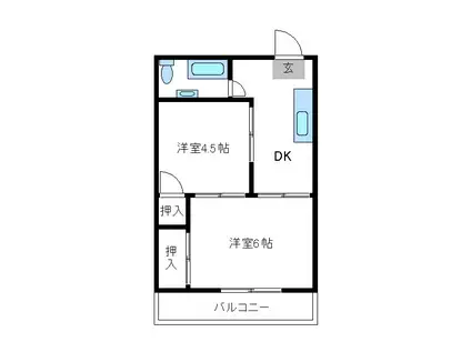 上馬柏ビル(2DK/5階)の間取り写真