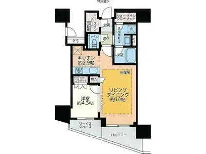 プラウド相模大野クロスタワー(1LDK/4階)の間取り写真