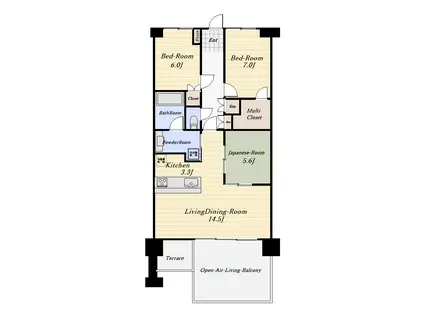 ヴェレーナ湘南海岸(3LDK/5階)の間取り写真
