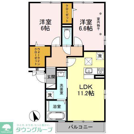 アンクレージュせんげん台(2LDK/1階)の間取り写真