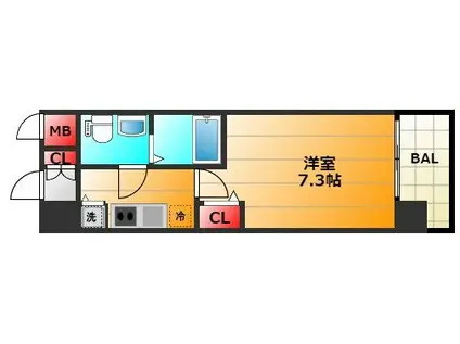 エグゼ難波ウエストリバー(1K/5階)の間取り写真