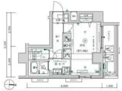 マキシヴ武蔵新城トレ(ワンルーム/6階)の間取り写真