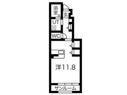 山形新幹線 米沢駅 徒歩10分 2階建 築9年(ワンルーム/1階)の間取り写真