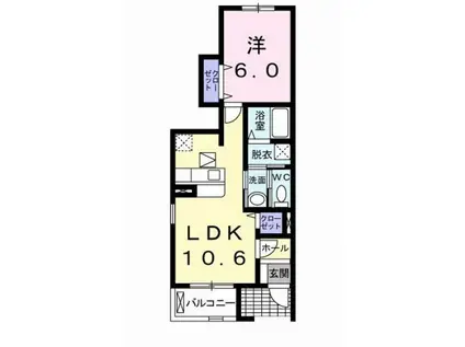 ラークA(1LDK/1階)の間取り写真