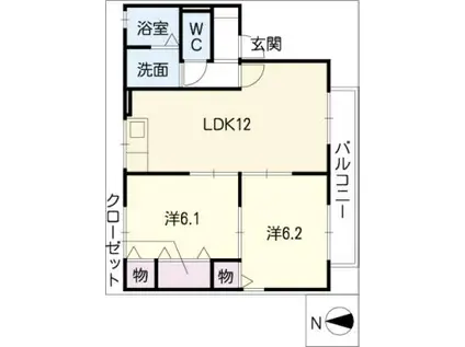 WILL STAY(2LDK/1階)の間取り写真