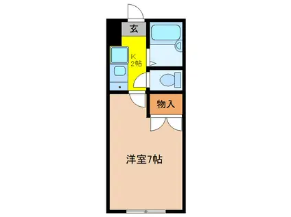 リヴハイツB棟(1K/2階)の間取り写真