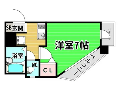 ハーバーライフ市岡(1K/4階)の間取り写真