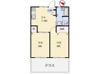 ピークシャトーフジワラI(3LDK/2階)の間取り写真