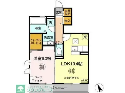 サザンクロス(1LDK/1階)の間取り写真