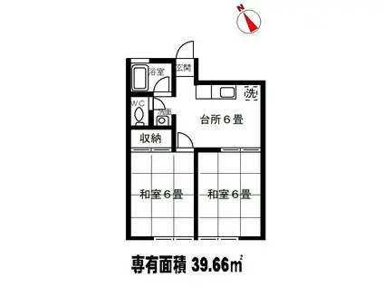 アサノハイコーポA棟(2DK/1階)の間取り写真