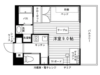 モン・ヴィラージュ大川(1K/3階)の間取り写真