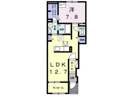 プレミアムガーデンII(1LDK/1階)の間取り写真