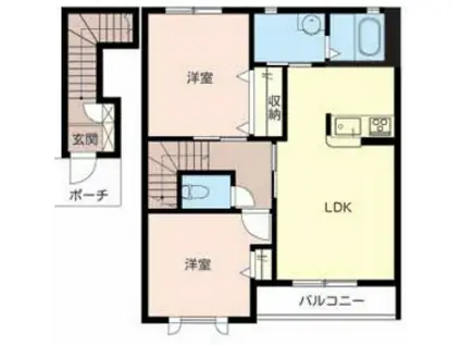 加古川ハイツ峰(2LDK/2階)の間取り写真