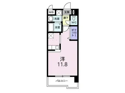 グレイスガーデン岬の山(ワンルーム/4階)の間取り写真