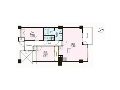 カスタネア栗平(2LDK/1階)の間取り写真