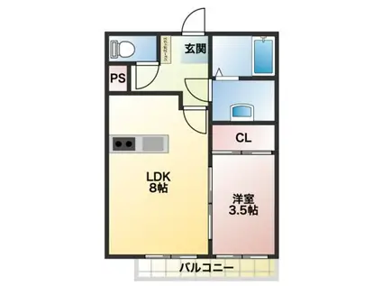 PREVOYANCE片江(1LDK/1階)の間取り写真